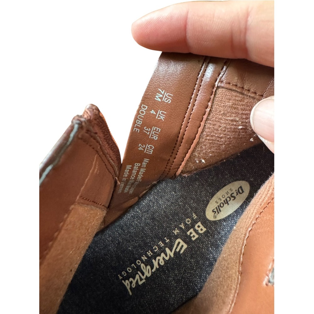 Dr. Scholl's Wedge Ankle Boots Women 7M Brown Leather Suede Buckle Double Bootie - Picture 8 of 9